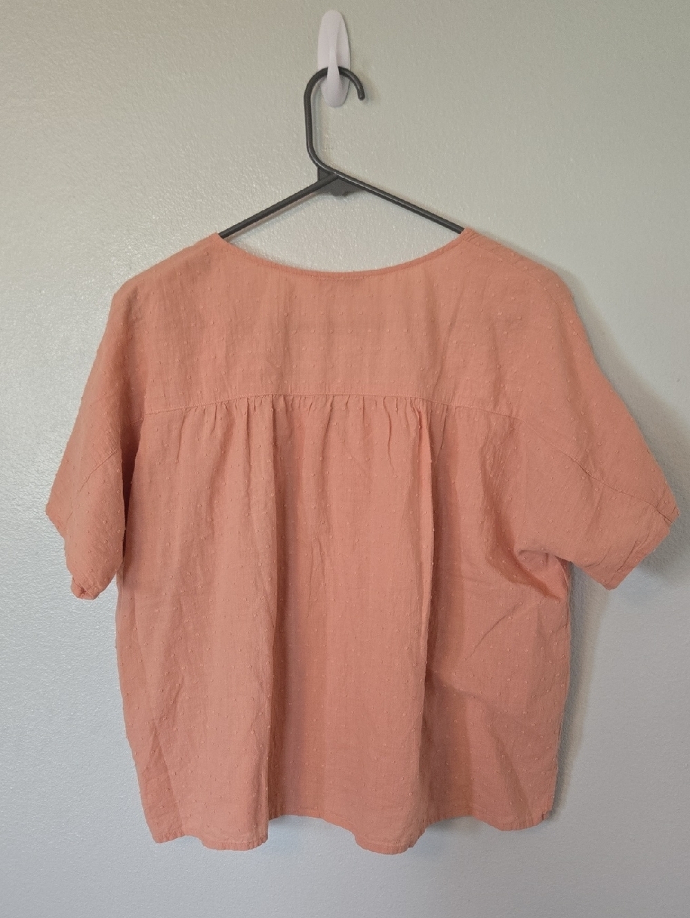 Madewell | Peach Swiss Dot V-Neck Blouse Size Small - Picture 4 of 9